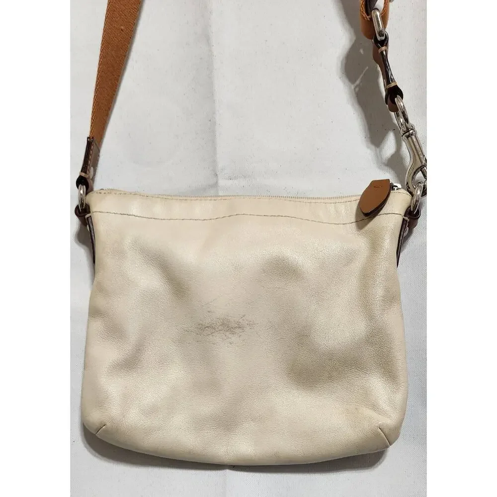 COACH‎ Ivory/Brown Leather Turn Lock Pocket Swingpack Crossbody No Hangtag